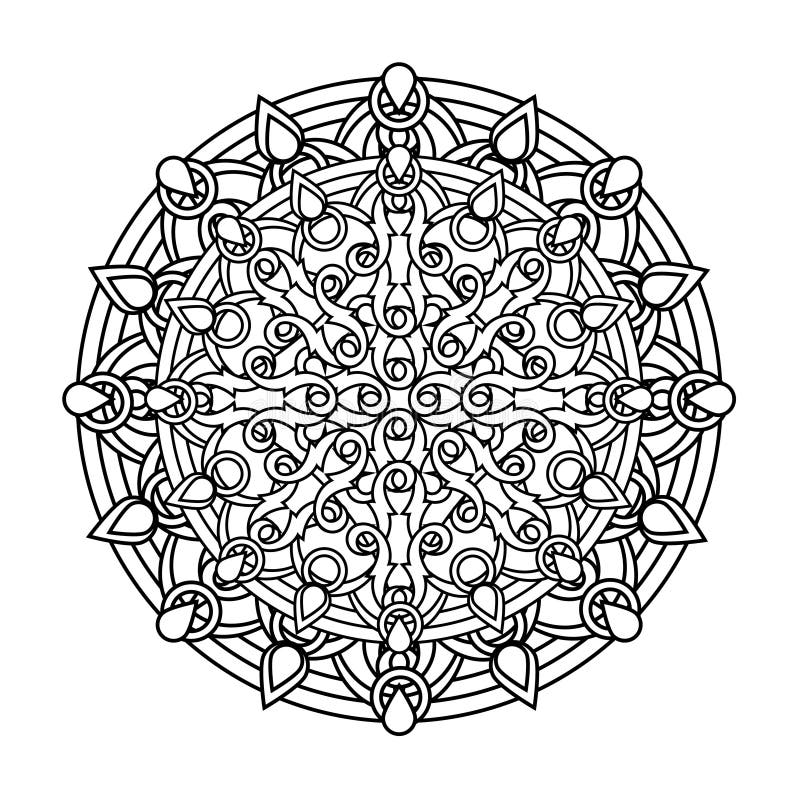 Contour, monochrome Mandala. ethnic, religious design element with a circular pattern. Anti-paint for adults. Vector illustration. Contour, monochrome Mandala. ethnic, religious design element with a circular pattern. Anti-paint for adults. Vector illustration