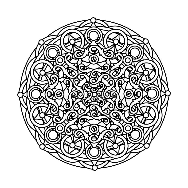 Contour, monochrome Mandala. ethnic, religious design element with a circular pattern. Anti-paint for adults. Vector illustration. Contour, monochrome Mandala. ethnic, religious design element with a circular pattern. Anti-paint for adults. Vector illustration