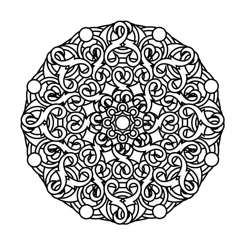 Contour, monochrome Mandala. ethnic, religious design element with a circular pattern. Anti-paint for adults. Vector illustration. Contour, monochrome Mandala. ethnic, religious design element with a circular pattern. Anti-paint for adults. Vector illustration