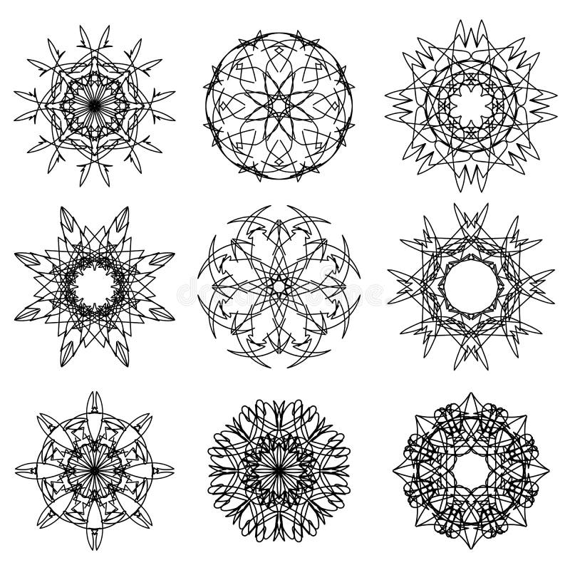 Konturer av snöflingor vektor illustrationer Konturer av snöflingor vektor illustrationer