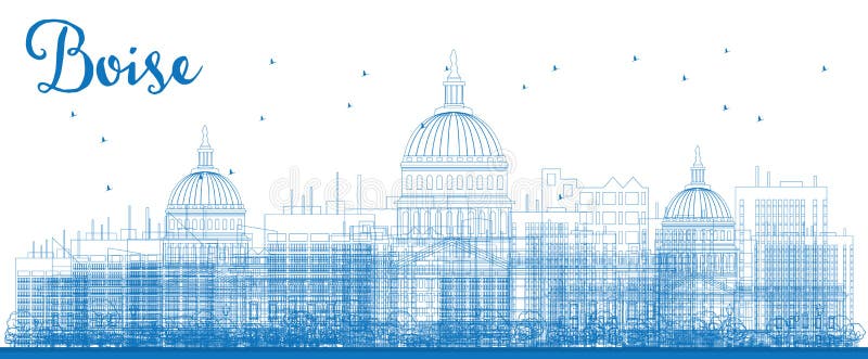 Outline Boise Skyline with Blue Buildings. Vector Illustration. Business travel and tourism concept with modern buildings. Image for presentation, banner, placard and web site. Outline Boise Skyline with Blue Buildings. Vector Illustration. Business travel and tourism concept with modern buildings. Image for presentation, banner, placard and web site.