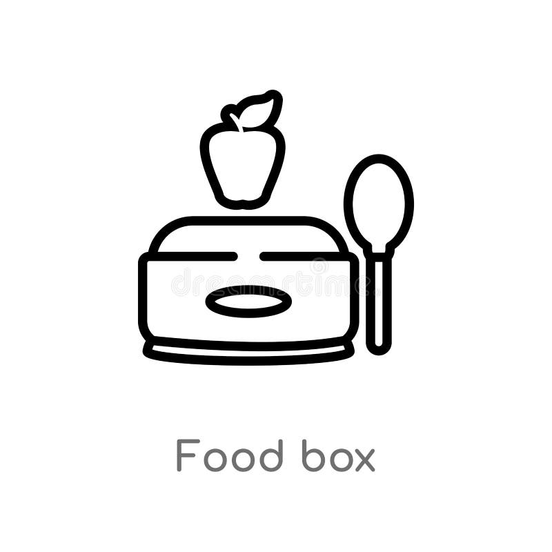 konturu jedzenia pudełka wektoru ikona odosobniona czarna prosta kreskowego elementu ilustracja od bistr i restauracji pojęcia Ed