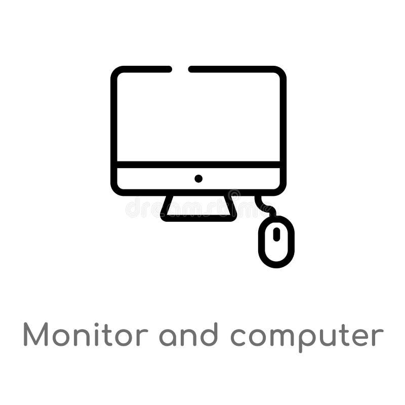 konturu komputeru i monitoru myszy wektoru ikona odosobniona czarna prosta kreskowego elementu ilustracja od komputerowego pojęci ilustracja wektor konturu komputeru i monitoru myszy wektoru ikona odosobniona czarna prosta kreskowego elementu ilustracja od komputerowego pojęci ilustracja wektor