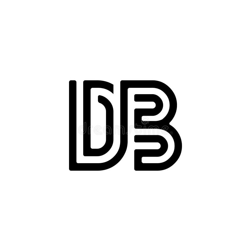 Konturvektor svart för den ursprungliga bokstaven DB-logotypen royaltyfri illustrationer
