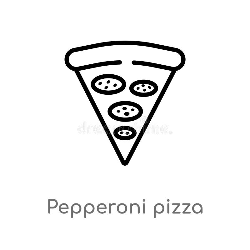 konturów pepperoni pizzy wektoru ikona odosobniona czarna prosta kreskowego elementu ilustracja od bistr i restauracji pojęcia _