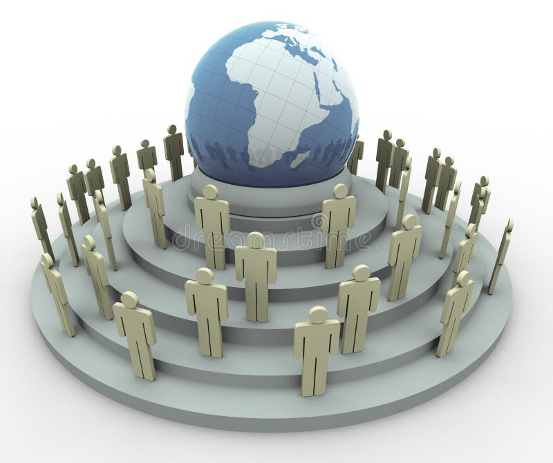 Konzept 3d des globalen Dorfs stock abbildung Konzept 3d des globalen Dorfs stock abbildung