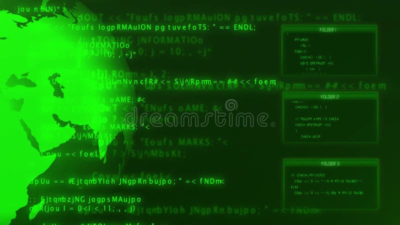 Konzept der digitalen grünen Codierung und Hacking-Warnung Cyberkriminalität Angriff Animation 4k Aufnahmen lizenzfreie abbildung