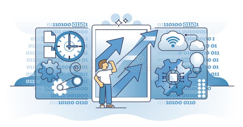 Konzept der digitalen Transformation und Automatisierung von Geschäftsprozessen lizenzfreie abbildung
