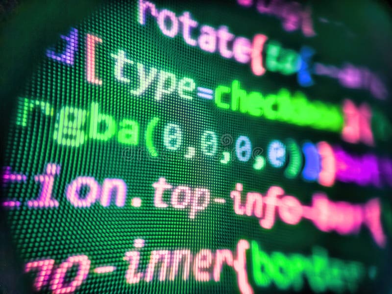 Konzept der Informationstechnologie. Web-App. abstrakter Programmcode auf dem Bildschirm. Knotendatenbank für Big Data. Gestaltung lizenzfreies stockbild