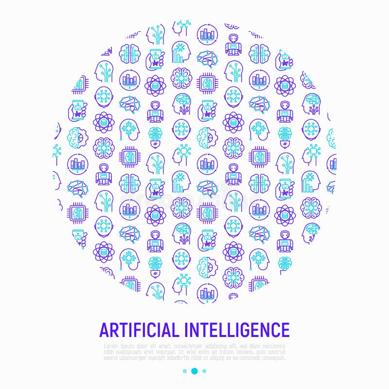 Konzept der künstlichen Intelligenz im Kreis vektor abbildung Konzept der künstlichen Intelligenz im Kreis vektor abbildung