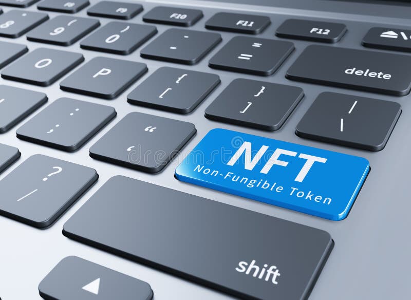 Konzept der nicht fungiblen Token 3D-Abbildung vektor abbildung