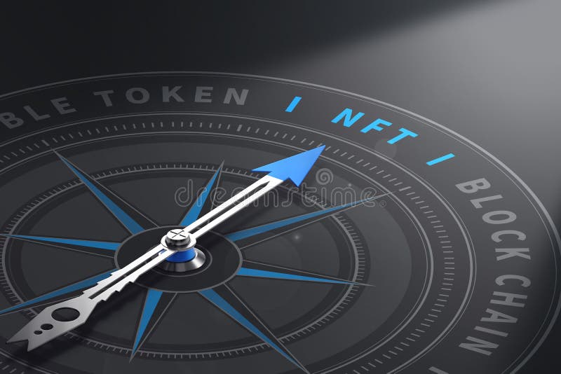 Konzept der nicht fungiblen Token 3D-Abbildung lizenzfreie abbildung
