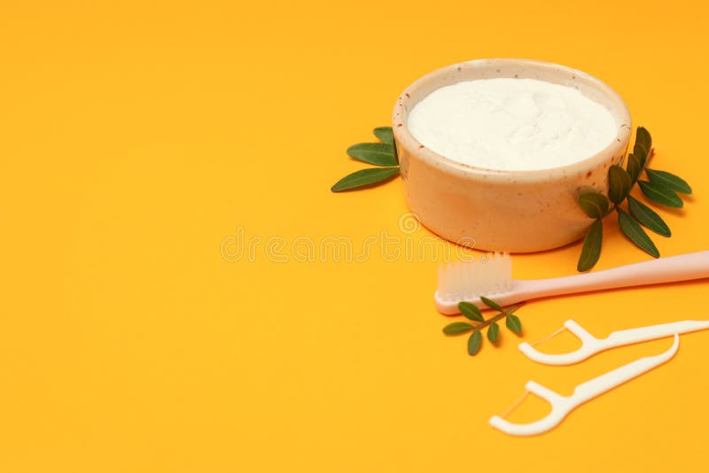 Konzept der Zahnpflege für Text stockfotografie