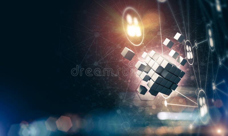 Konzept des Internets und Vernetzung mit digitalem Würfel stellen auf d dar lizenzfreie abbildung Konzept des Internets und Vernetzung mit digitalem Würfel stellen auf d dar lizenzfreie abbildung
