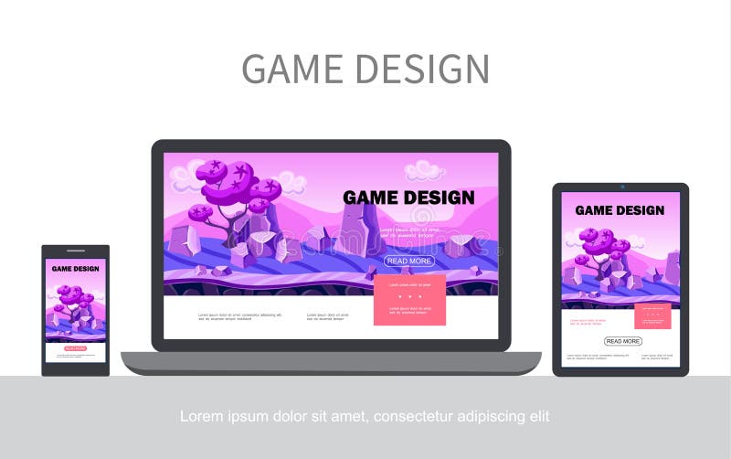 Konzept des Karikatur-Spiel-Design-UI stock abbildung Konzept des Karikatur-Spiel-Design-UI stock abbildung