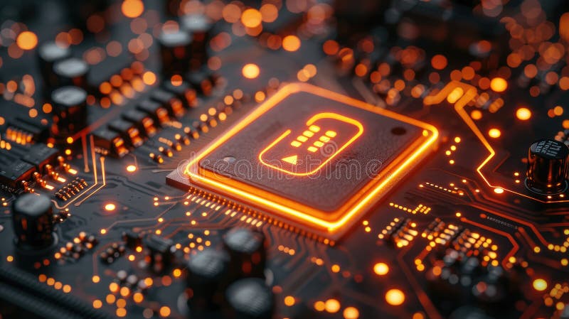 Konzept für Cybersicherheitsdienste von Motherboard und Sicherheitsauthentifizierungsnetzwerk, KI-Regulierungsgesetze mit Login-Ve stockbild