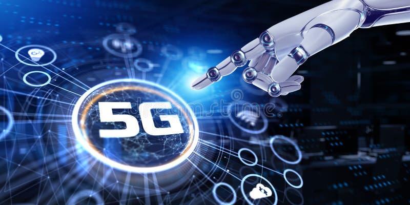 Konzept für eine drahtlose Internetverbindung der fünften Generation mit 3g-Rendering-Taste vektor abbildung