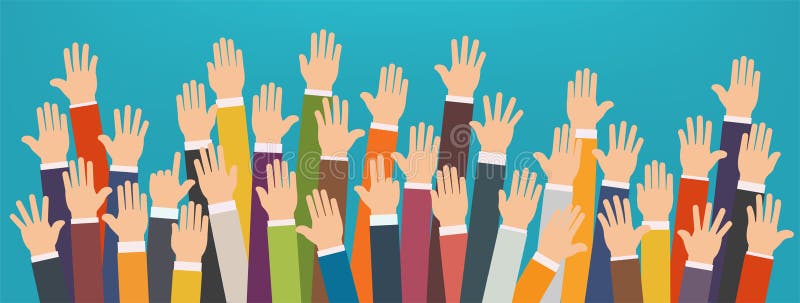 Konzept von angehobenen oben Händen Freiwillig erbieten von Nächstenliebe, Partei stock abbildung Konzept von angehobenen oben Händen Freiwillig erbieten von Nächstenliebe, Partei stock abbildung