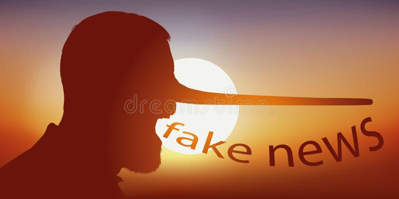 Konzept von gefälschten Nachrichten mit der Nase von Pinocchio, das die Lüge symbolisiert stock abbildung Konzept von gefälschten Nachrichten mit der Nase von Pinocchio, das die Lüge symbolisiert stock abbildung