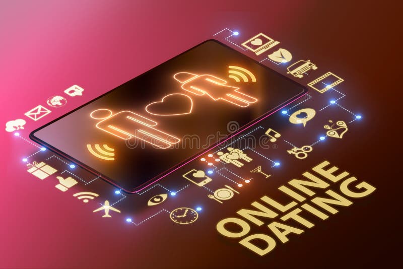 Konzept von Online-Dating und -Matching - 3D-Darstellung