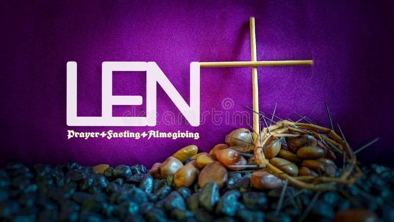 Konzepte Lent Seasons, der Karwoche und Karfreitags- Text geliehener Gebet fastender Almsgiving mit purpurrotem Weinlesehintergru
