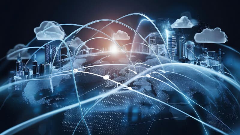 Konzeption eines hybriden Cloud-Computing-Netzwerks lizenzfreie abbildung