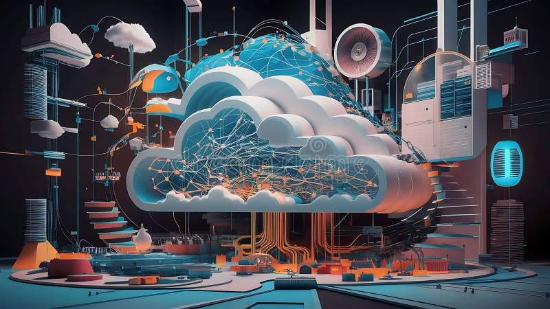 Konzeption eines hybriden Cloud-Computing-Netzwerks lizenzfreie abbildung