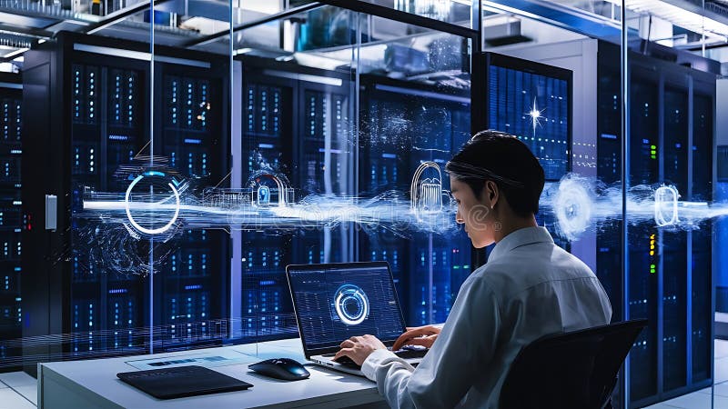 Konzeption eines hybriden Cloud-Computing-Netzwerks lizenzfreie abbildung