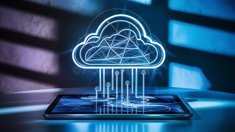 Konzeption eines hybriden Cloud-Computing-Netzwerks vektor abbildung