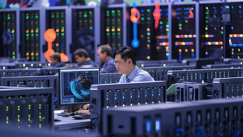 Konzeption eines hybriden Cloud-Computing-Netzwerks stock abbildung