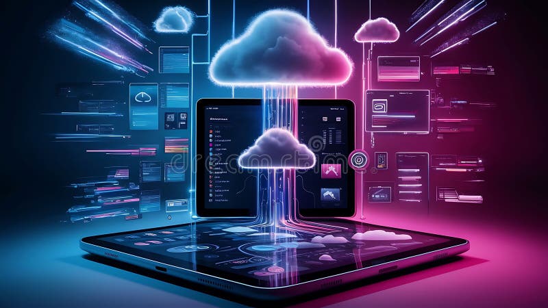 Konzeption eines hybriden Cloud-Computing-Netzwerks lizenzfreie abbildung