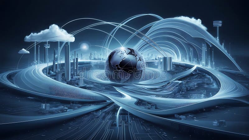Konzeption eines hybriden Cloud-Computing-Netzwerks stock abbildung