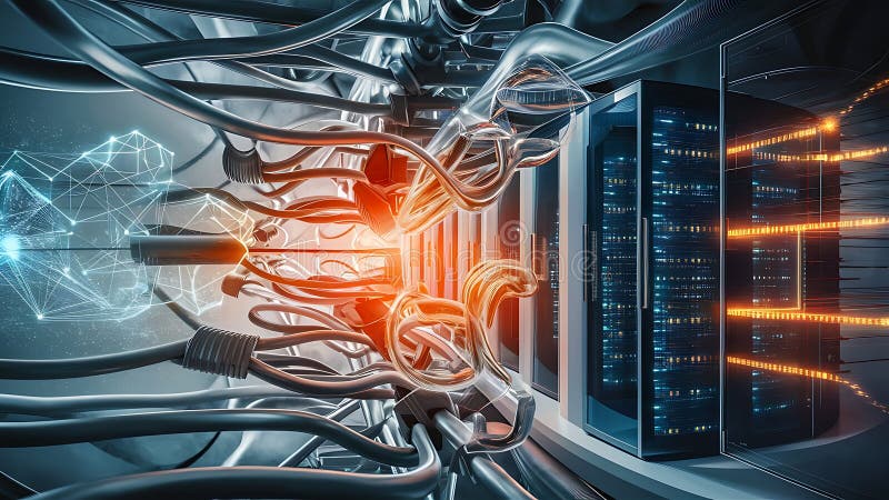 Konzeption eines hybriden Cloud-Computing-Netzwerks vektor abbildung