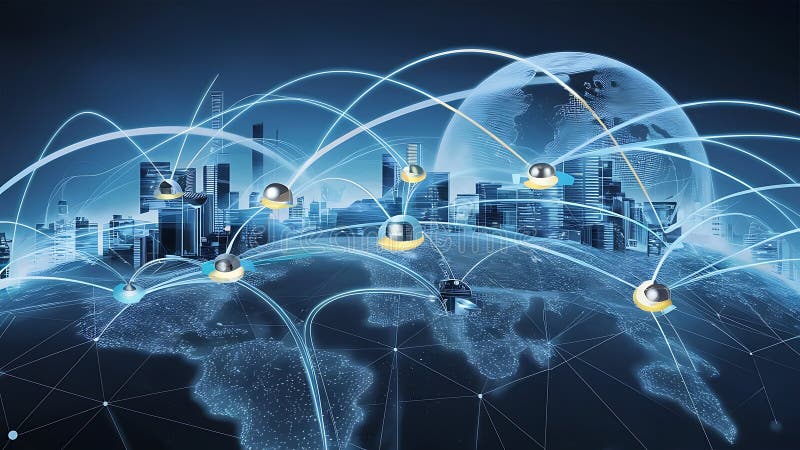 Konzeption eines hybriden Cloud-Computing-Netzwerks stock abbildung