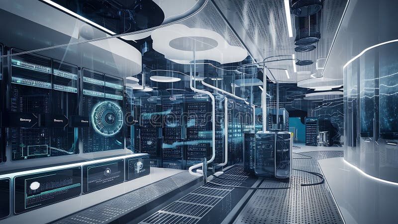 Konzeption eines hybriden Cloud-Computing-Netzwerks stock abbildung