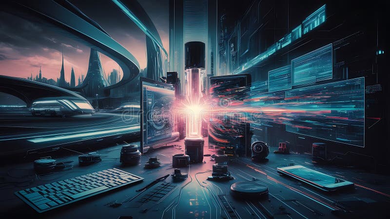 Konzeption eines hybriden Cloud-Computing-Netzwerks vektor abbildung