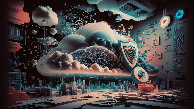 Konzeption eines hybriden Cloud-Computing-Netzwerks lizenzfreie abbildung
