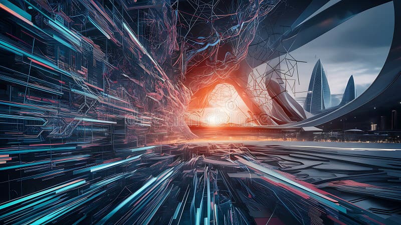 Konzeption eines hybriden Cloud-Computing-Netzwerks stock abbildung