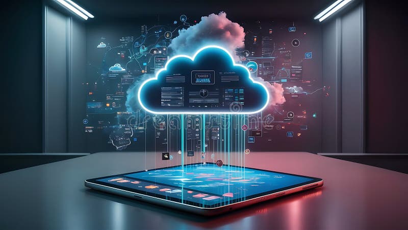 Konzeption eines hybriden Cloud-Computing-Netzwerks vektor abbildung