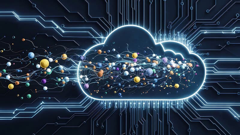 Konzeption eines hybriden Cloud-Computing-Netzwerks lizenzfreie abbildung