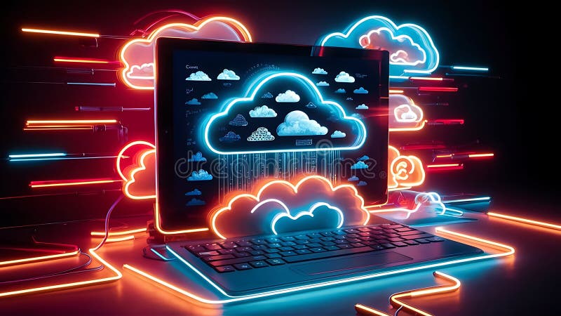 Konzeption eines hybriden Cloud-Computing-Netzwerks lizenzfreie abbildung