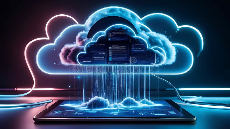 Konzeption eines hybriden Cloud-Computing-Netzwerks vektor abbildung