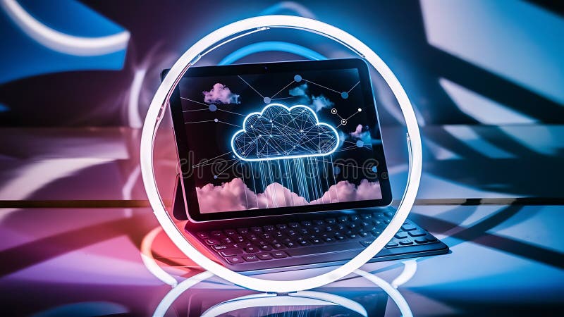 Konzeption eines hybriden Cloud-Computing-Netzwerks vektor abbildung