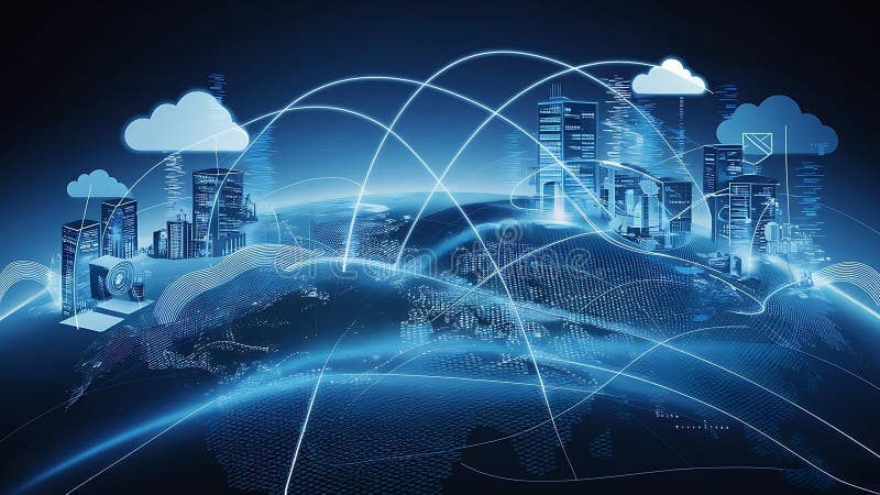 Konzeption eines hybriden Cloud-Computing-Netzwerks stock abbildung