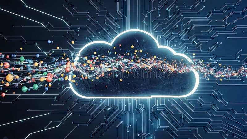 Konzeption eines hybriden Cloud-Computing-Netzwerks stock abbildung