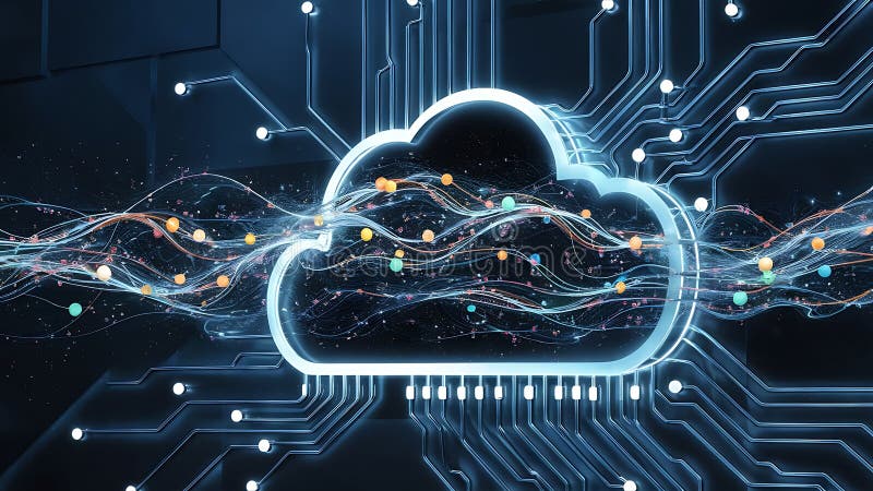 Konzeption eines hybriden Cloud-Computing-Netzwerks stock abbildung