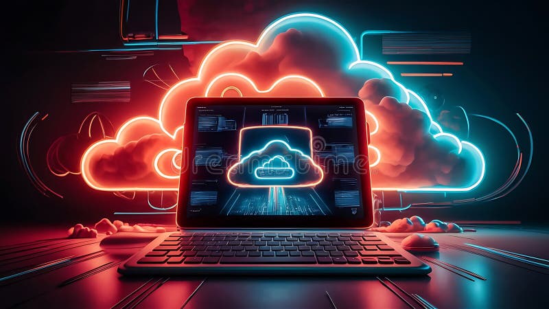 Konzeption eines hybriden Cloud-Computing-Netzwerks lizenzfreie abbildung