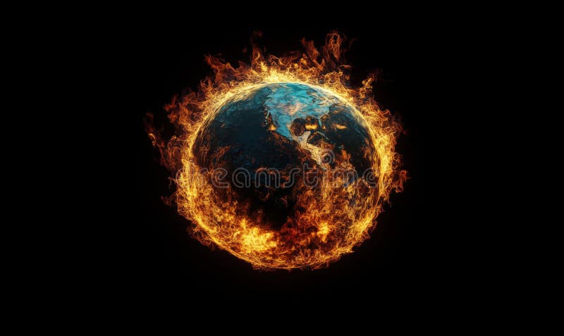Konzeptualisierung der brennenden Erde als Darstellung der Auswirkungen des Klimawandels und der globalen Erwärmung auf den Planet stockbild
