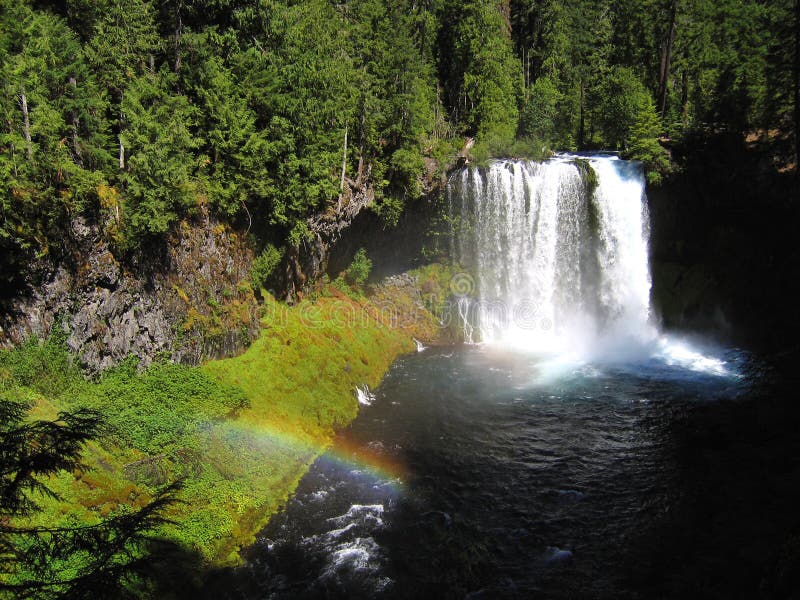Koosah Falls with rainbow, McKenzie River, Oregon