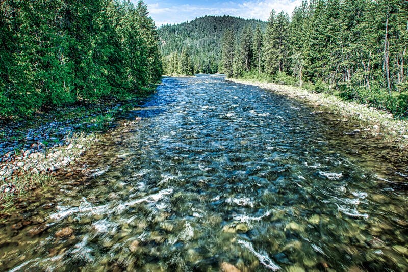 The Kootenai River Below the Falls Outside Libby, Montana Stock Photo